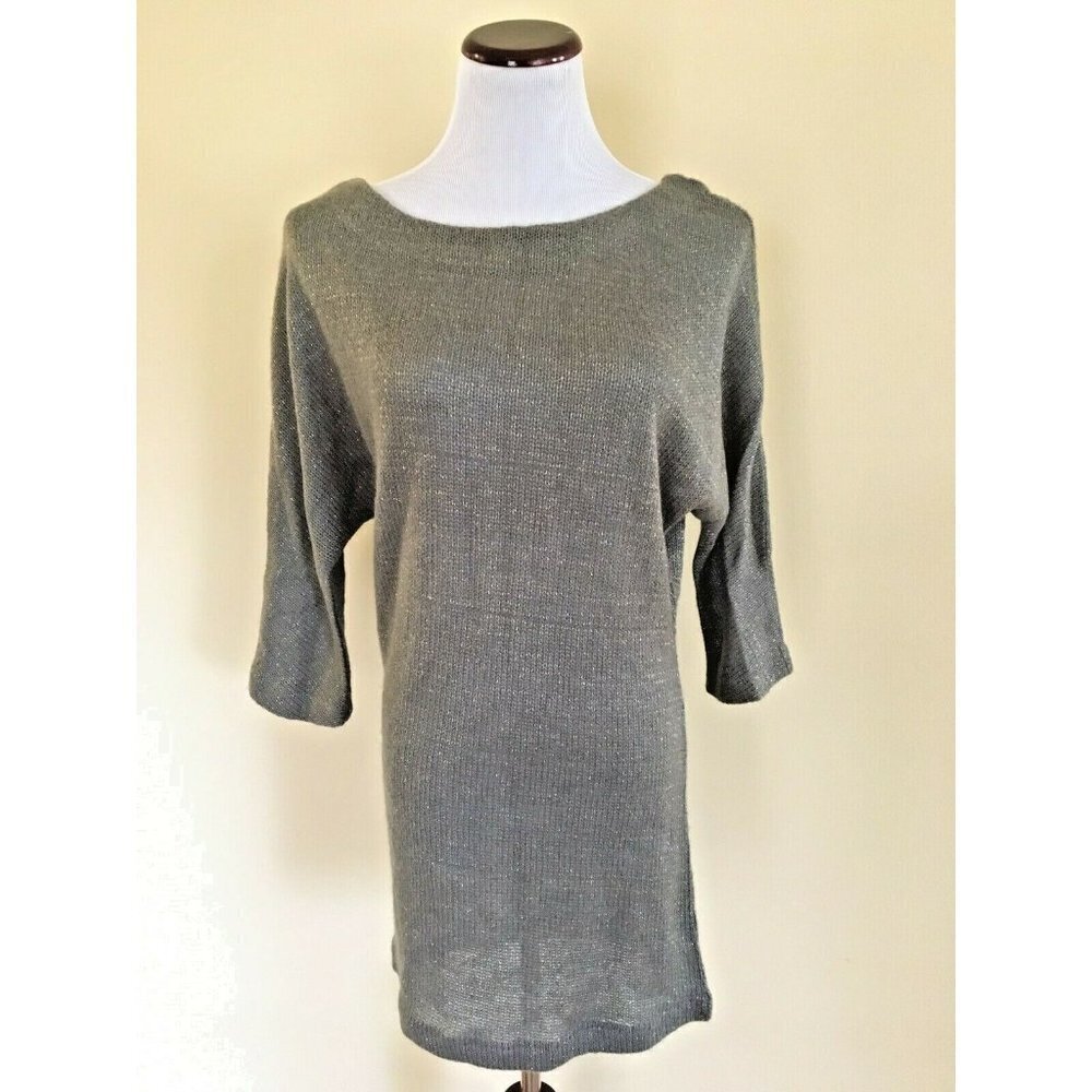 Sparkle and Fade Gray Gold Metallic Long Sweater Sparkle Acrylic Medium NWT